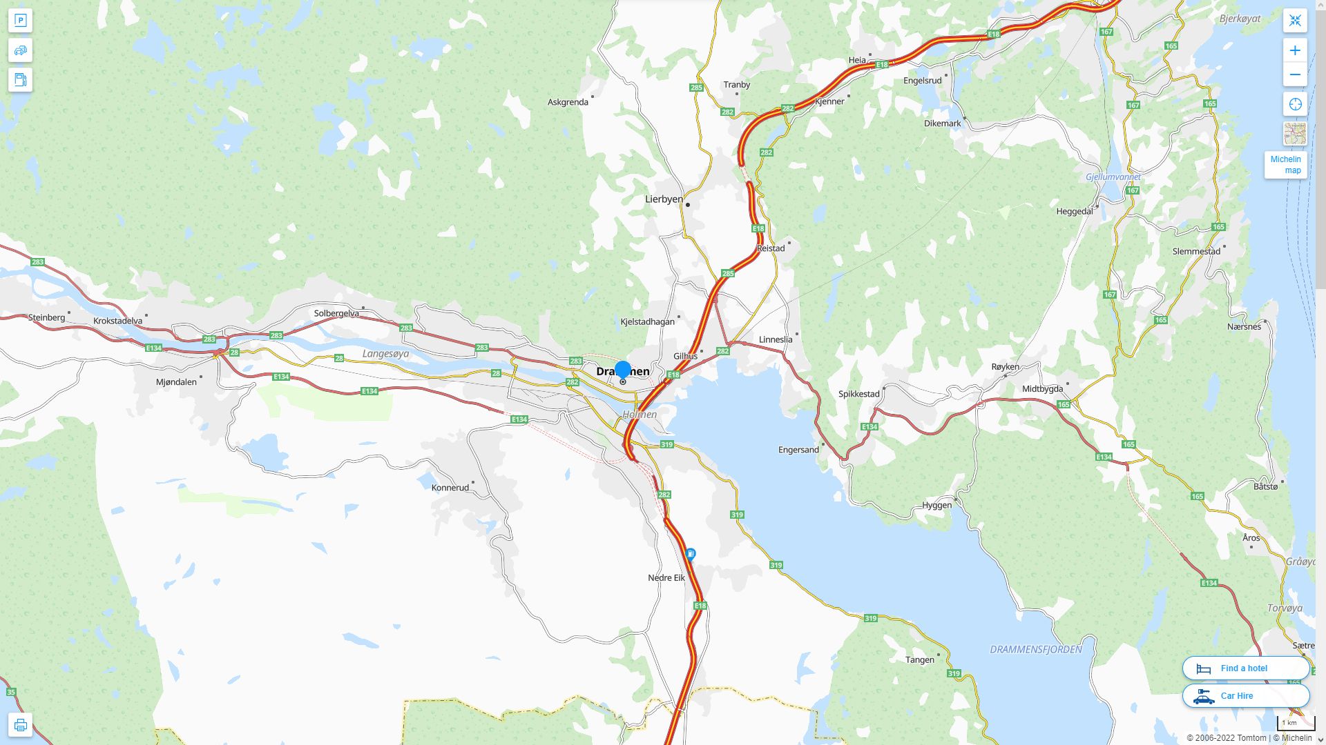 Drammen Norvege Autoroute et carte routiere